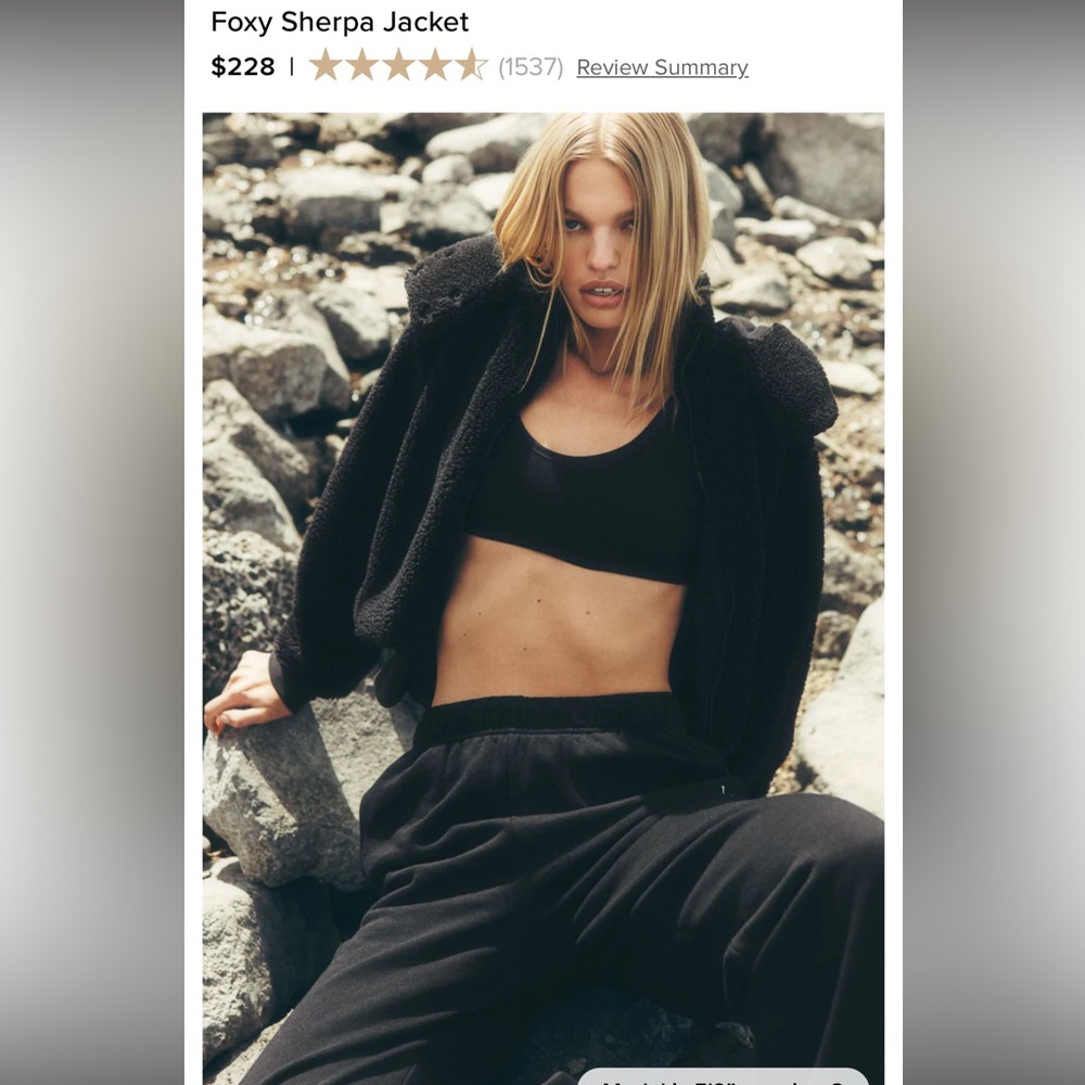 Alo Yoga Foxy Sherpa Jacket Black Zip Fleece Bomber Missing Hood